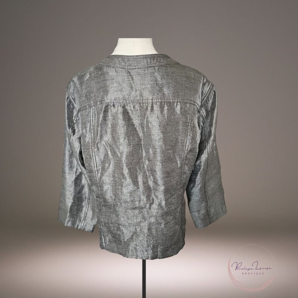 Ruby Rd. Metallic Silver Textured Button-Front Ja… - image 2